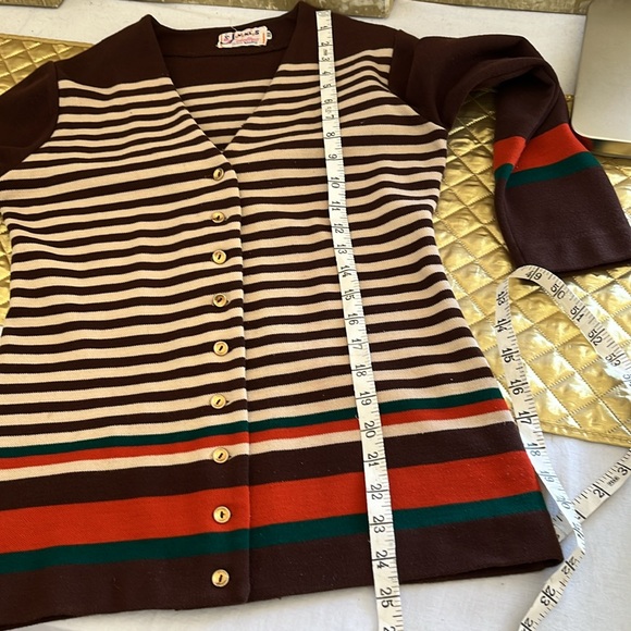 Striped long sleeve color block cardigan - Picture 6 of 12